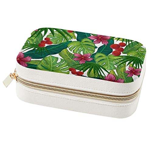 WOSHJIUK Schmuckschatulle Reise Schmuckschatulle,blumen und pflanzen tropische blätter,Schmuck Organizer Kleine Schmuckschatullen für Frauen von WOSHJIUK