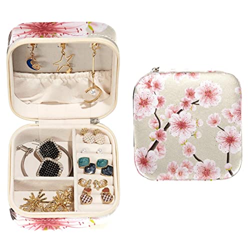 WOSHJIUK Schmuckschatulle Tragbare Reiseschmuckschatulle,japanische blume der rosa blüte,Leder-Schmuckkästchen, kleiner Schmuck-Organizer WOSHJIUK Schmuckschatulle Tragbare Reiseschmuckschatulle,japanische blume der rosa blüte,Leder-Schmuckkästchen, kleiner Schmuck-Organizer von WOSHJIUK