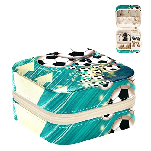 WOSHJIUK Schmuckschatulle aus Leder,tragbares Reise-Schmuckkästchen,Fußball moderner Fußball,Kleine Schmuckschatulle Schmuck Organizer von WOSHJIUK