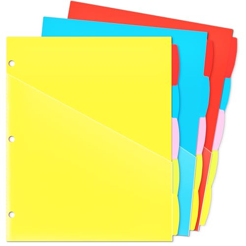 WOT I Kunststoff-Trennblätter mit 5 Registern und 2 transparenten Taschen – 6 Sets, Trennblätter für 3-Ringordner, helles Mehrfarbig, 30 Stück WOT I Kunststoff-Trennblätter mit 5 Registern und 2 transparenten Taschen – 6 Sets, Trennblätter für 3-Ringordner, helles Mehrfarbig, 30 Stück von WOT I
