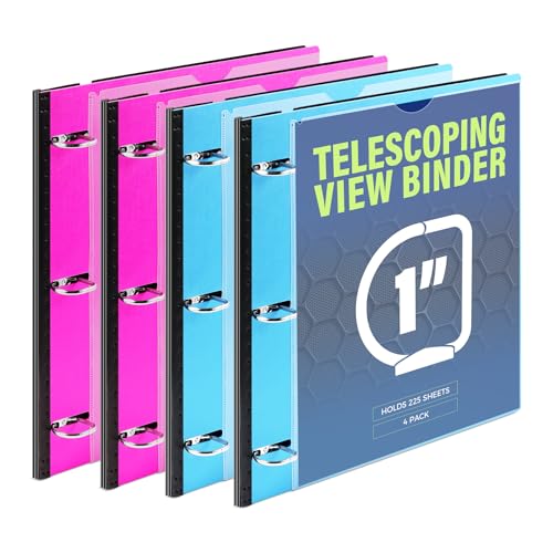 WOT I Teleskop-Ordner mit 3 Ringen, 2,5 cm, erweiterbar, flexibel, patentiertes Design für einfachen Transport, hält 225 Blatt, perfekt für Schule, Büro und Zuhause, Blau + Rosa, 4 Stück WOT I Teleskop-Ordner mit 3 Ringen, 2,5 cm, erweiterbar, flexibel, patentiertes Design für einfachen Transport, hält 225 Blatt, perfekt für Schule, Büro und Zuhause, Blau + Rosa, 4 Stück von WOT I