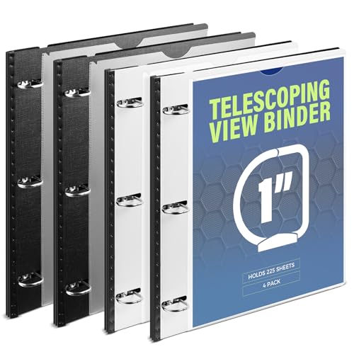 WOT I Teleskop-Ringbuch, 2,5 cm, 4 Stück, erweiterbar, flexibel, patentiertes Design für einfachen Transport, hält bis zu 225 Blatt, perfekt für Schule, Büro und Zuhause, Schwarz + Weiß WOT I Teleskop-Ringbuch, 2,5 cm, 4 Stück, erweiterbar, flexibel, patentiertes Design für einfachen Transport, hält bis zu 225 Blatt, perfekt für Schule, Büro und Zuhause, Schwarz + Weiß von WOT I