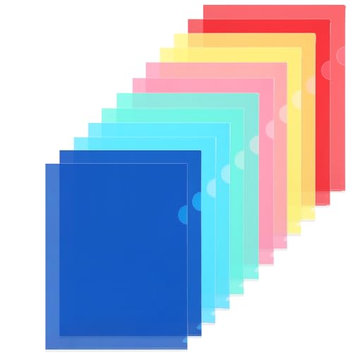 WOT I Transparente Dokumentenmappen, Kunststoff, 12 Stück in 6 Farben von WOT I