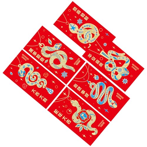 6pcs Rötung Umschläge Für Traditionelle Frühjahrsfest 2025 Schlangenjahre Geldpakete Papierbeutel Hongbao Für Neujahr von WOURRD