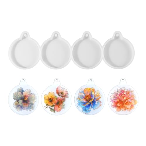 Set Von 4 Runden Anhänger Silikonformen Für Epoxidharz Weihnachtsschmuck Gussformen Für Schmuck Und Schlüsselanhänger von WOURRD