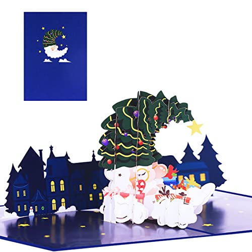 WOURRD 3D Für Santa Moon Weihnachtskarte Einladung Begrüßungsgedenkkarten Für Valentinstag Muttertagsgeschenk von WOURRD
