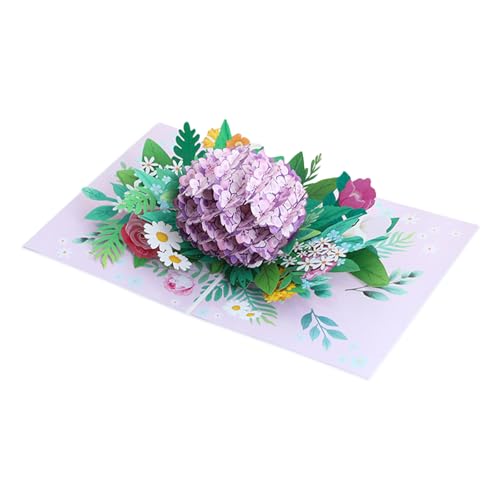 WOURRD 3D Hortensien Blumenkarte Handgemachte Grußkarte Für Geburtstag Hochzeit Elegante Popup Papierkarte Stylische Abschlussgeschenke von WOURRD
