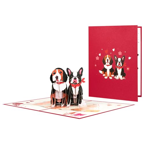 WOURRD 3D Popup Dog Begrüßungskarte Für Valentinstag Handgefertigte Weihnachtskarten Mit Umschlag Für Paarliebhaber Jubiläum Hochzeit WOURRD 3D Popup Dog Begrüßungskarte Für Valentinstag Handgefertigte Weihnachtskarten Mit Umschlag Für Paarliebhaber Jubiläum Hochzeit von WOURRD