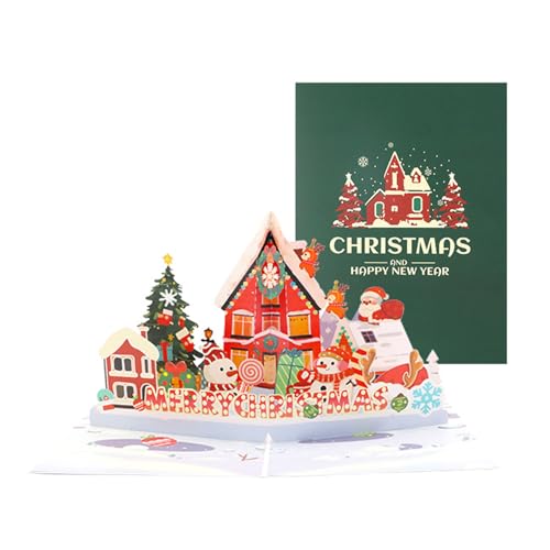 WOURRD Stylische Popup Häuser Weihnachtskarten Dekorative Popup Grußkarte Mit 3D Weihnachtshäusern Für Familie Und Freund von WOURRD