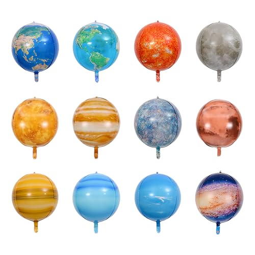 WOUYTPE 12 Stück Weltraum Kindergeburtstag Ballons, Weltraum Luftballons, 4d Planeten Luftballons, Geeignet für Kindergeburtstags-Themenpartys Wie Z. B. Galaxy (Umweltfreundlich und Langlebig) von WOUYTPE