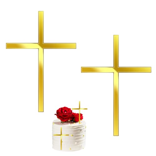 WOUYTPE 2 Stück Goldenes Kreuz Tortendeko, Tortendeko Taufe, Deko Torte Kommunion, Geeignet für Die Dekoration von Torten, Desserts, Cupcakes, Snacks, mit Spiegeleffekt, Wiederverwendbar WOUYTPE 2 Stück Goldenes Kreuz Tortendeko, Tortendeko Taufe, Deko Torte Kommunion, Geeignet für Die Dekoration von Torten, Desserts, Cupcakes, Snacks, mit Spiegeleffekt, Wiederverwendbar von WOUYTPE