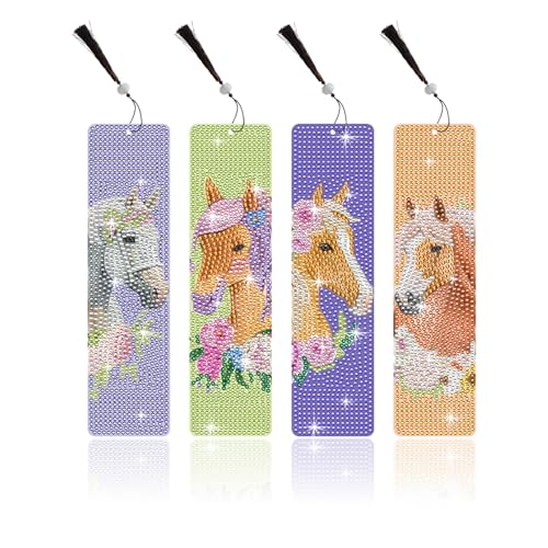 WOUYTPE 4 Stück Diamond Painting Lesezeichen Pferd, 5D Diamond Painting Bookmarks, Lesezeichen Diamond Painting, Geeignet Als Urlaubsgeschenk für Freunde, die Gerne Lesen WOUYTPE 4 Stück Diamond Painting Lesezeichen Pferd, 5D Diamond Painting Bookmarks, Lesezeichen Diamond Painting, Geeignet Als Urlaubsgeschenk für Freunde, die Gerne Lesen von WOUYTPE