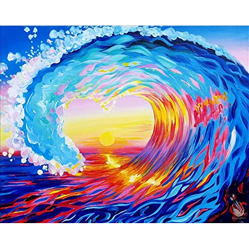 5D Diamond Painting Diamant Malerei Painting Bilder, Wowdecor Blaues Meer Welle Sonnenuntergang Full Set Groß DIY Diamant Gemälde Malen Nach Zahlen von WOWDECOR