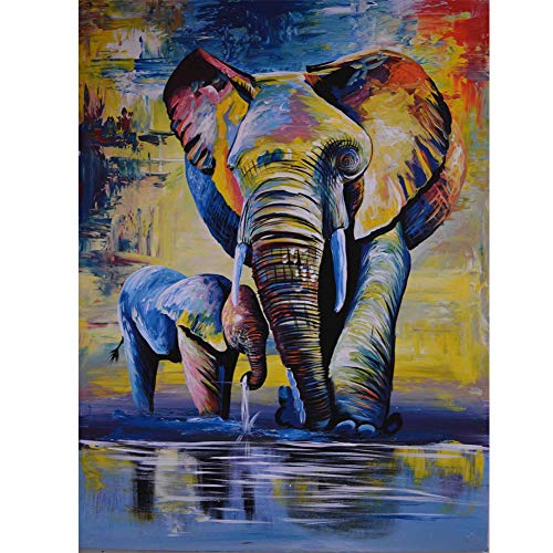 5D Diamond Painting Diamant Malerei Painting Bilder, Wowdecor Bunt Elefant Familie Fluss Tiere Full Set Groß DIY Diamant Gemälde Malen Nach Zahlen 5D Diamond Painting Diamant Malerei Painting Bilder, Wowdecor Bunt Elefant Familie Fluss Tiere Full Set Groß DIY Diamant Gemälde Malen Nach Zahlen von WOWDECOR