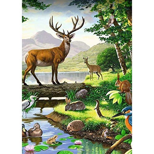 5D Diamond Painting Diamant Malerei Painting Bilder, Wowdecor Elch Hirsch Hase Fluss Wald Tiere Full Set Groß DIY Diamant Gemälde Malen Nach Zahlen 5D Diamond Painting Diamant Malerei Painting Bilder, Wowdecor Elch Hirsch Hase Fluss Wald Tiere Full Set Groß DIY Diamant Gemälde Malen Nach Zahlen von WOWDECOR