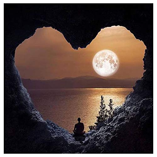 5D Diamond Painting Diamant Malerei Painting Bilder, Wowdecor Liebe Herz Mond See Höhle Full Set Groß DIY Diamant Gemälde Malen Nach Zahlen von WOWDECOR
