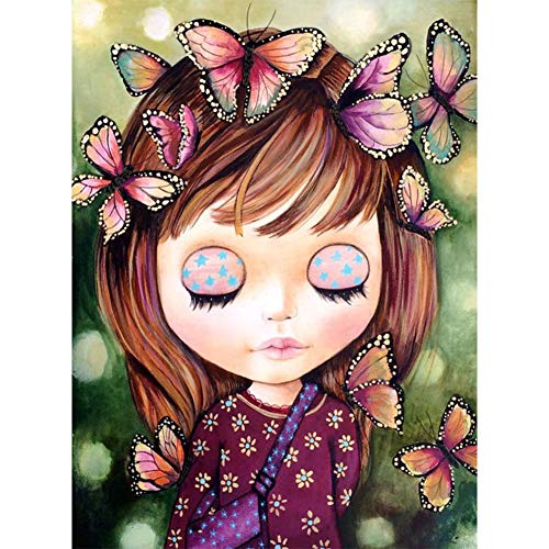 5D Diamond Painting Diamant Malerei Painting Bilder, Wowdecor Mädchen Bunter Schmetterling Full Set Groß DIY Diamant Gemälde Malen Nach Zahlen von WOWDECOR