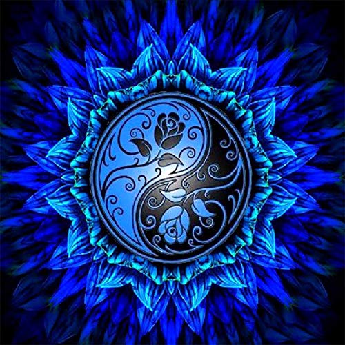 5D Diamond Painting Diamant Malerei Painting Bilder, Wowdecor Mandala Yin und Yang Blaue Rose Full Set Groß DIY Diamant Gemälde Malen Nach Zahlen von WOWDECOR