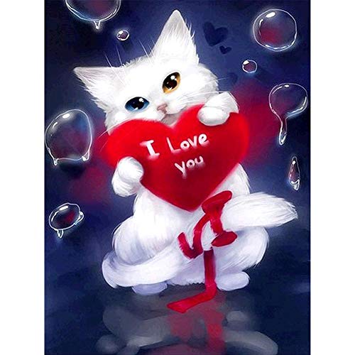 5D Diamond Painting Diamant Malerei Painting Bilder, Wowdecor Weiß Katze Rot Liebe Herz Blase Tiere Full Set Groß DIY Diamant Gemälde Malen Nach Zahlen 5D Diamond Painting Diamant Malerei Painting Bilder, Wowdecor Weiß Katze Rot Liebe Herz Blase Tiere Full Set Groß DIY Diamant Gemälde Malen Nach Zahlen von WOWDECOR