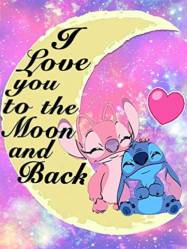 WOWDECOR Diamond Painting Stitch Quotes I Love You to the Moon and Back Full Drill, DIY 5D Diamond Art Kit Embroidery Mosaic 30x40cm von WOWDECOR