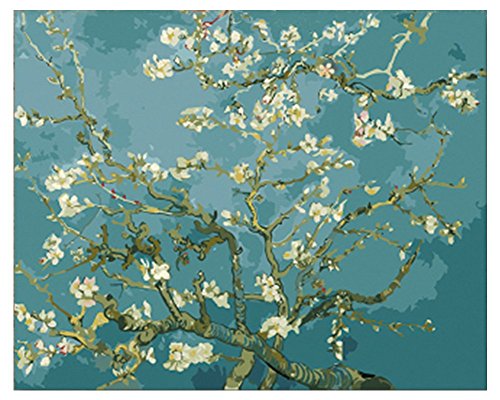 WOWDECOR Art Supplies Van Gogh Apricot Blumen DIY Malen nach Zahlen Kits 40 x 50 cm mit Malpinseln Leinwand (Blumen, ohne Rahmen) von WOWDECOR