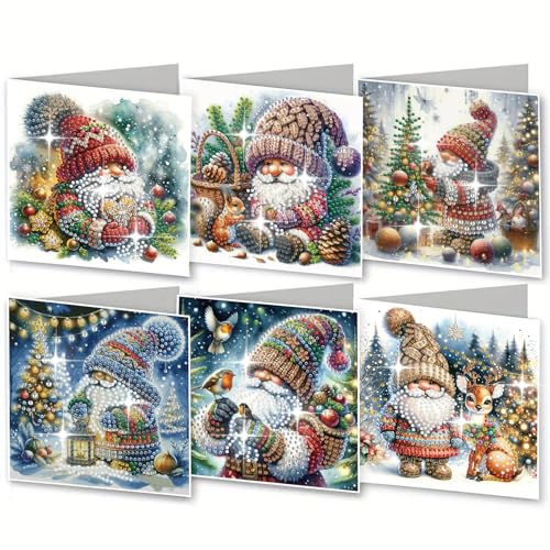 WOWDECOR Diamond Art Grußkarten Kit Weihnachtself Festival, 12 Stück DIY Diamant Malerei Karten Sets, 5D Diamant Kunst Weihnachtskarten mit Umschlägen, Postkarten für Handgemacht WOWDECOR Diamond Art Grußkarten Kit Weihnachtself Festival, 12 Stück DIY Diamant Malerei Karten Sets, 5D Diamant Kunst Weihnachtskarten mit Umschlägen, Postkarten für Handgemacht von WOWDECOR