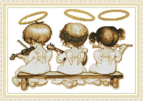 WOWDECOR Kreuzstich-Stickerei-Set für Erwachsene und Kinder, 3 schöne Engel, Musikinstrument, 11 Ct, geprägt DIY DMC Nadelarbeit für Anfänger WOWDECOR Kreuzstich-Stickerei-Set für Erwachsene und Kinder, 3 schöne Engel, Musikinstrument, 11 Ct, geprägt DIY DMC Nadelarbeit für Anfänger von WOWDECOR