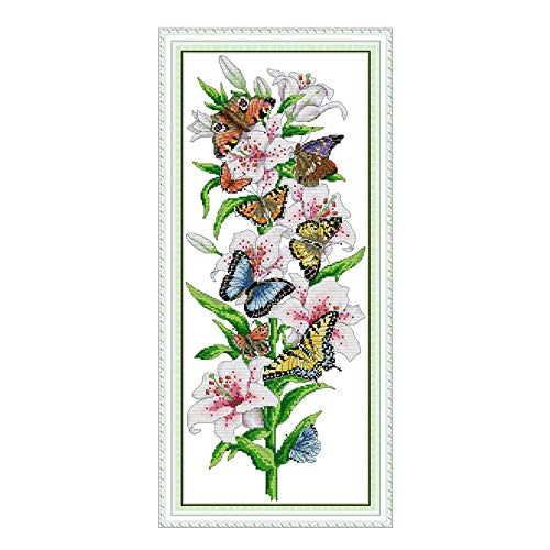 WOWDECOR Kreuzstich-Stickerei-Set für Erwachsene und Kinder, bunte Schmetterlinge, Tiere, Blumen, 11 Ct, geprägt DIY DMC Nadelarbeit für Anfänger von WOWDECOR
