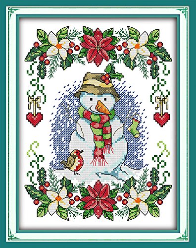 WOWDECOR Kreuzstich-Stickerei-Starter-Set, Weihnachtsschneemann-Blumen, 11 Ct, geprägt DIY DMC Nadelarbeit für Anfänger WOWDECOR Kreuzstich-Stickerei-Starter-Set, Weihnachtsschneemann-Blumen, 11 Ct, geprägt DIY DMC Nadelarbeit für Anfänger von WOWDECOR