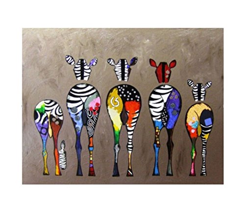 Wowdecor DIY Malen nach Zahlen Kits Geschenk für Erwachsene Kinder, Malen nach Zahlen Home Haus Dekor - Bunte Zebra Familie 40 x 50 cm Rahmen von WOWDECOR