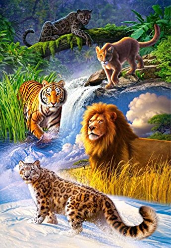 Wowdecor DIY Malen nach Zahlen Kits Geschenk für Erwachsene Kinder, Malen nach Zahlen Home Haus Dekor - Löwe Tiger Leopard Wald Tier Königreich 40 x 50 cm Ohne Rahmen von WOWDECOR