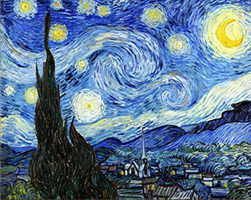 Wowdecor Malen nach Zahlen Kits für Erwachsene Kinder, DIY Zahlenmalerei - Sternennacht von Van Gogh Schöner Himmel 40 x 50 cm gestempelte Leinwand (Rahmen) von WOWDECOR