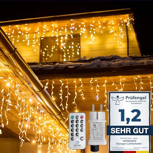 LED Eisregen Lichterkette Außen, WOWDSGN 10M 440LED Eiszapfen Lichterkette mit Timer 8 Modi IP44 wasserdicht Strombetrieben, Lichtervorhang für Weihnachten Dachkante Dachrinne Terrasse Balkon Warmweiß LED Eisregen Lichterkette Außen, WOWDSGN 10M 440LED Eiszapfen Lichterkette mit Timer 8 Modi IP44 wasserdicht Strombetrieben, Lichtervorhang für Weihnachten Dachkante Dachrinne Terrasse Balkon Warmweiß von WOWDSGN