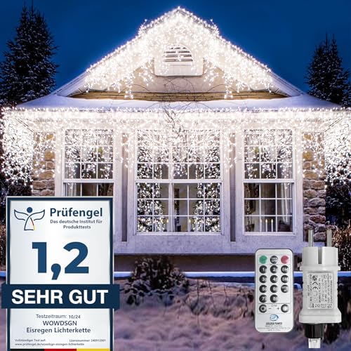 LED Eisregen Lichterkette Außen, WOWDSGN 15M 660LED Eiszapfen Lichterkette mit Timer 8 Modi IP44 wasserdicht Strombetrieben, Lichtervorhang für Weihnachten Dachkante Dachrinne Terrasse Balkon Kaltweiß LED Eisregen Lichterkette Außen, WOWDSGN 15M 660LED Eiszapfen Lichterkette mit Timer 8 Modi IP44 wasserdicht Strombetrieben, Lichtervorhang für Weihnachten Dachkante Dachrinne Terrasse Balkon Kaltweiß von WOWDSGN