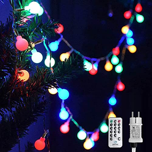 WOWDSGN Kugel Lichterkette Bunt, 10M 100 LEDs Dimmbar Partylichterkette mit Stecker für Innen und Außen, 8 Leuchtmode, Enegiesparend, ideal für Weihnachten, Hochzeit, Party, Garten von WOWDSGN