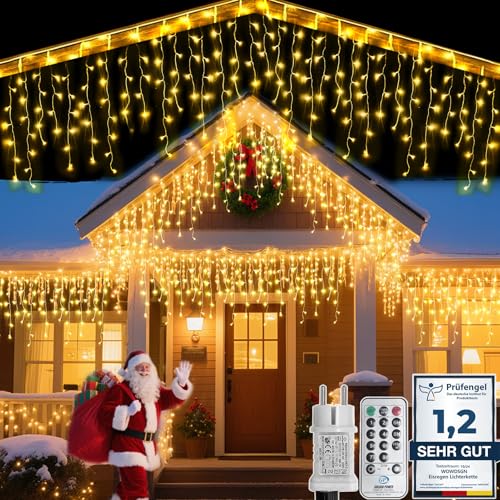 WOWDSGN LED Eisregen Lichterkette Außen, 12M 360LED Lichterkette Außen Weihnachten mit Timer,8 Modi IP44 Wasserdicht, Lichtervorhang Aussen für Weihnachtsdeko Aussen Innen Balkon Party Traufe Warmweiß WOWDSGN LED Eisregen Lichterkette Außen, 12M 360LED Lichterkette Außen Weihnachten mit Timer,8 Modi IP44 Wasserdicht, Lichtervorhang Aussen für Weihnachtsdeko Aussen Innen Balkon Party Traufe Warmweiß von WOWDSGN