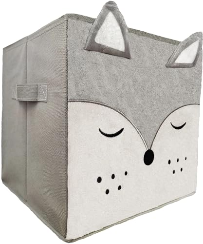 Faltbox mit Motiv Fuchs/Aufbewahrungsbox für Kinder,aus Stoff im Würfel für Regale und Schränke. Sortierbox/Spielzeugkiste Toy Bin für Dokumente, Spielzeug, Büroartikel uvm. 30x30x30cm von WOWGADGET
