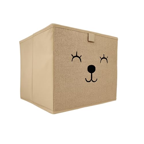 WOWGADGET Faltbox Bär | Aufbewahrungsbox für Kinder,aus Jute im Würfel für Regale und Schränke. Sortierbox/Spielzeugkiste Toy Bin für Dokumente, Spielzeug, Büroartikel uvm. 30x30x30cm von WOWGADGET