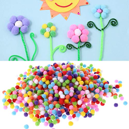 WOWOWO 1000Pcs Weiche runde Flauschige Craft Pompoms Ball gemischte Farbe Pom Poms 10mm DIY Craft von WOWOWO