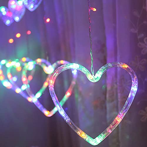 WOXIHUAN 3.5M Herzform Lichterketten Vorhang LED Lichterkette Wasserdicht Licht Dekoration Lichtervorhang Weihnachtenbeleuchtung Batteriebetrieben Beleuchtung für Weihnachten Deko von WOXIHUAN