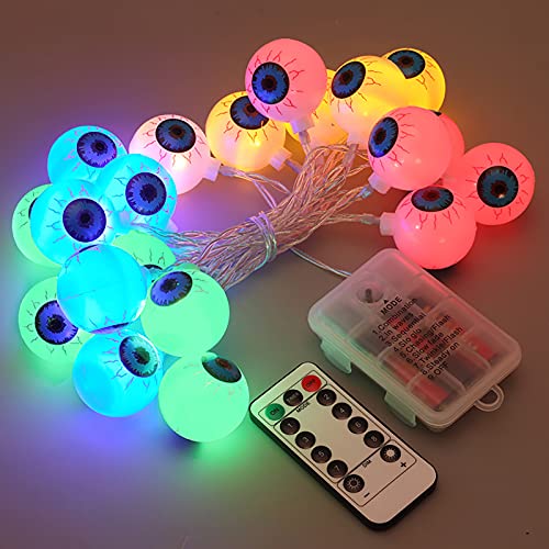 WOXIHUAN Halloween Lichterkette Batterie mit Fernbedienung Halloween Augapfel Lichter Horror Deko Wasserdichtes Halloween Lichterketten Gruselige Lampe Außen Innen für Party Garden Deko WOXIHUAN Halloween Lichterkette Batterie mit Fernbedienung Halloween Augapfel Lichter Horror Deko Wasserdichtes Halloween Lichterketten Gruselige Lampe Außen Innen für Party Garden Deko von WOXIHUAN