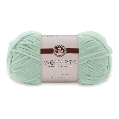 Woyarts Samtgarn - Super sperriges Chenille-Garn zum Häkeln & Stricken, 100 g (120 m), Butterweich, langlebig, kein Schwitzen, perfekt für Babydecke, Amigurumi, DIY Handwerk (A-Wassergrün, 1 Knäuel) von WOYARTS