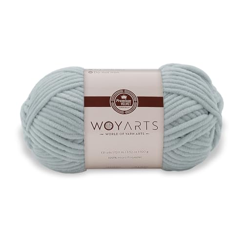 Woyarts Samtgarn - Super sperriges Chenille-Garn zum Häkeln & Stricken, 100 g (120 m), Butterweich, langlebig, kein Schwitzen, perfekt für Babydecke, Amigurumi, DIY Handwerk (C-Light Grey, 1 Knäuel) von WOYARTS