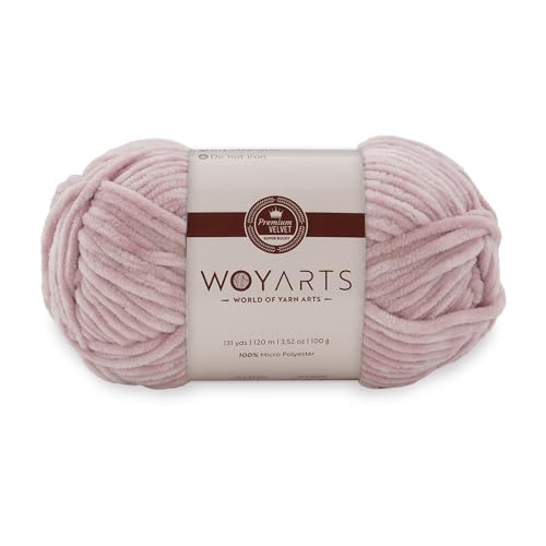 Woyarts Samtgarn - Super sperriges Chenille-Garn zum Häkeln & Stricken, 100 g (120 m), Butterweich, langlebig, kein Schwitzen, perfekt für Babydecke, Amigurumi, DIY Handwerk (C-Puderrosa, 1 Knäuel) von WOYARTS