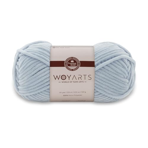 Woyarts Samtgarn - Super sperriges Chenille-Garn zum Häkeln & Stricken, 100 g (120 m), Butterweich, langlebig, kein Schwitzen, perfekt für Babydecke, Amigurumi, DIY Handwerk (D-Eisblau, 1 Knäuel) von WOYARTS