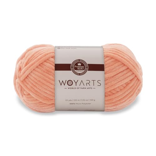 Woyarts Samtgarn - Super sperriges Chenille-Garn zum Häkeln & Stricken, 100 g (120 m), Butterweich, langlebig, kein Schwitzen, perfekt für Babydecke, Amigurumi, DIY Handwerk (E-Dunkler Lachs, 1 Knäuel von WOYARTS