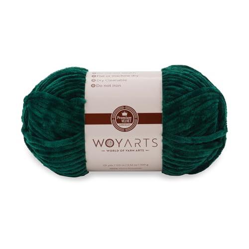 Woyarts Samtgarn - Super sperriges Chenille-Garn zum Häkeln & Stricken, 100 g (120 m), Butterweich, langlebig, kein Schwitzen, perfekt für Babydecke, Amigurumi, DIY Handwerk (E-Emerald, 1 Knäuel) von WOYARTS