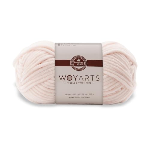 Woyarts Samtgarn - Super sperriges Chenille-Garn zum Häkeln & Stricken, 100 g (120 m), butterweich, langlebig, kein Schwitzen, perfekt für Babydecke, Amigurumi, DIY Handwerk (D-Light Nude, 1 Knäuel) von WOYARTS