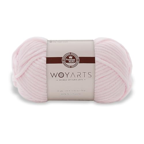 Woyarts Samtgarn - Super sperriges Chenille-Garn zum Häkeln & Stricken, 100 g (120 m), butterweich, langlebig, kein Schwitzen, perfekt für Babydecke, Amigurumi, DIY Handwerk (Hellrosa, 1 Knäuel) von WOYARTS