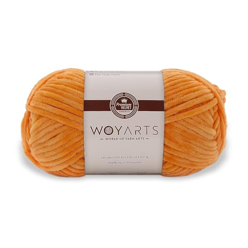 Woyarts Samtgarn - Super sperriges Chenille-Garn zum Häkeln & Stricken, 100 g (120 m), butterweich, langlebig, kein Schwitzen, perfekt für Babydecke, Amigurumi, DIY Handwerk (Trockenes Orange, 1 von WOYARTS